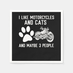 I Like Motorcycles And Cats Funny Art Gift Napkin