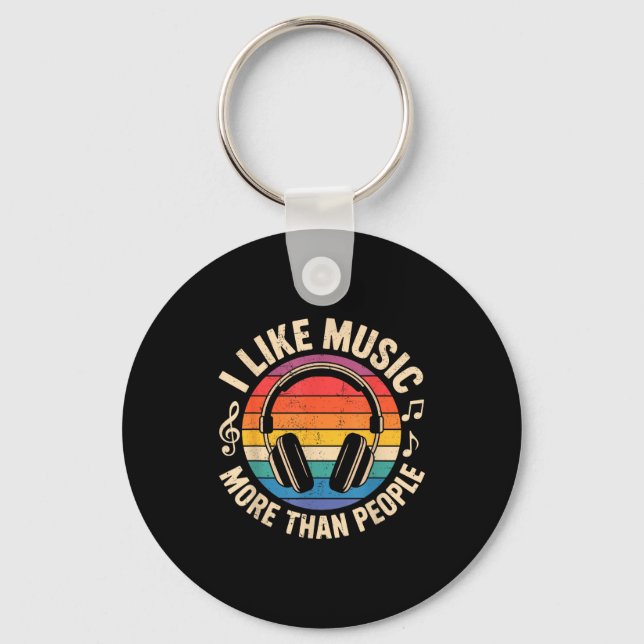 I Like Music More Than People Funny Musicians Sayi Key Ring (Front)
