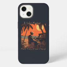 I like music more than people, skull design sunset