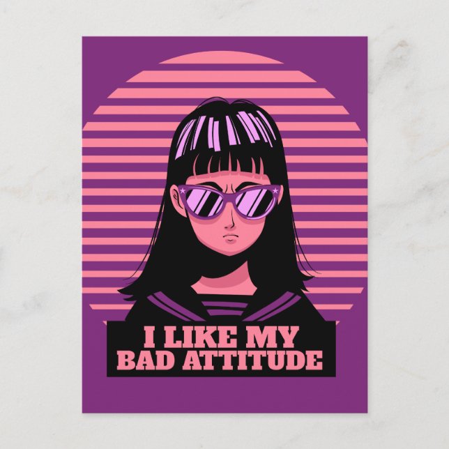 I LIKE MY BAD ATTITUDE GIRLS LADIES POSTCARDS (Front)
