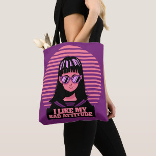 I LIKE MY BAD ATTITUDE GIRLS LADIES TOTE BAG