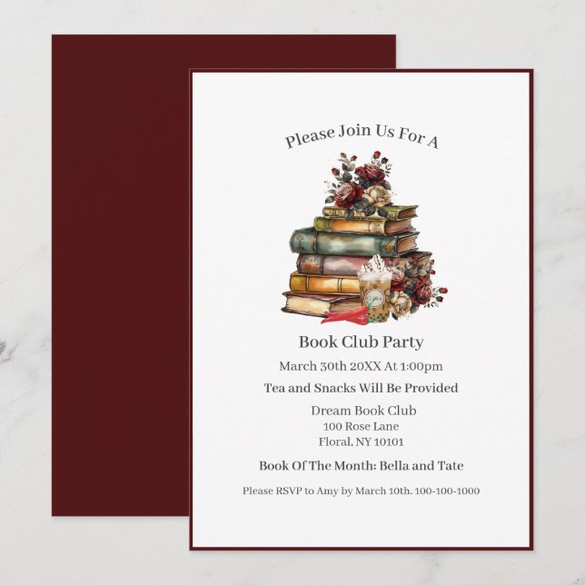 I like my books spicy and my coffee icy, Book Club Invitation (Front/Back)