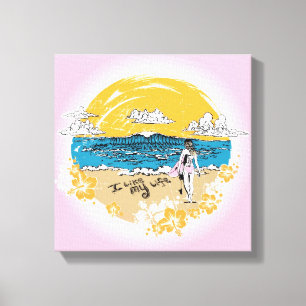 "I like My life" surf girl canvas Print