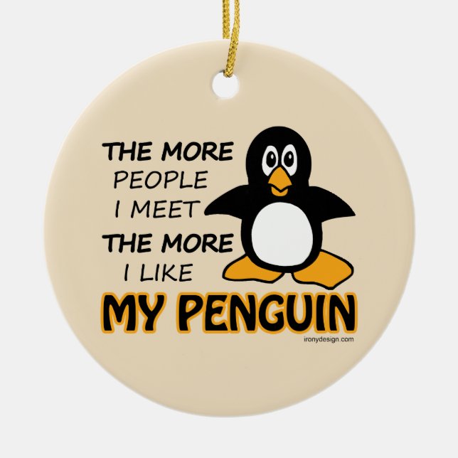 I Like My Penguin Ceramic Tree Decoration (Front)