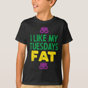 I Like My Tuesdays Fat Jester Mask Funny Mardi Gra T-Shirt