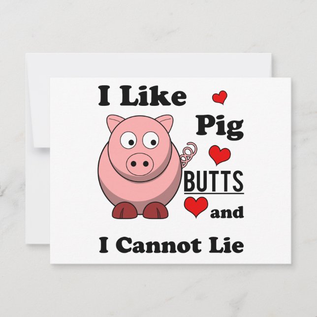 I Like Pig Butts Funny Pork Butt Roast Invitation (Front)