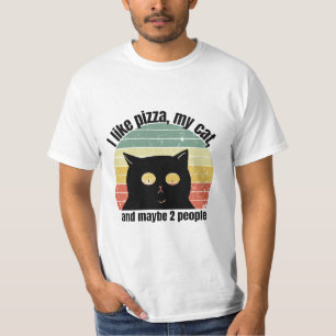 I Like Pizza My Cat And Maybe 2 People Funny Retro T-Shirt