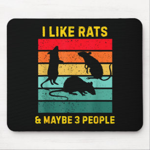 I Like Rats And Maybe 3 People Shirt Retro Rat Hum Mouse Pad