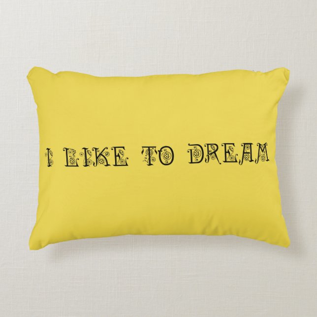 I like to dream Pillow in  springtime yellow (Front)