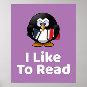 I Like To Read Penguin Poster