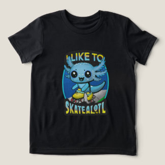 "I Like To Skatealotl" Roller Skating Axolotl Fun  Tri-Blend Shirt