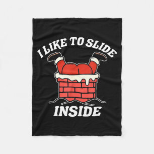 I Like To Slide Inside Funny Santa Couple Matching Fleece Blanket