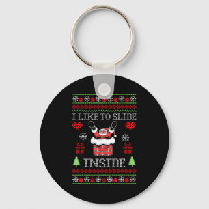 I Like To Slide Inside Funny Santa Couple Matching Key Ring
