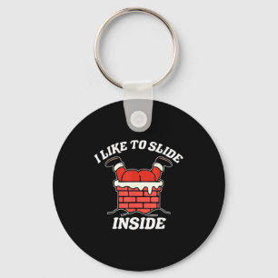 I Like To Slide Inside Funny Santa Couple Matching Key Ring