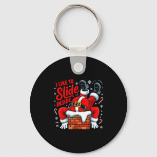 I Like To Slide Inside Funny Santa Couple Matching Key Ring