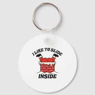 I Like To Slide Inside Funny Santa Couple Matching Key Ring