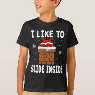 I Like To Slide Inside Funny Xmas Couple T-Shirt
