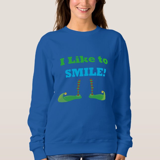 I Like to Smile Christmas Elf Women's Sweatshirt (Front)