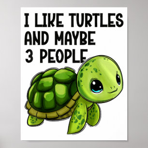 I Like Turtles And Maybe Three People Funny Retro  Poster