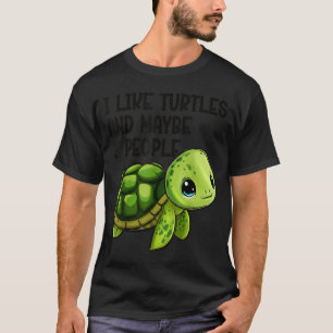 I Like Turtles And Maybe Three People Funny Retro  T-Shirt