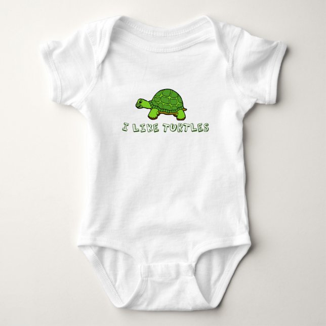 I Like Turtles Baby Bodysuit (Front)