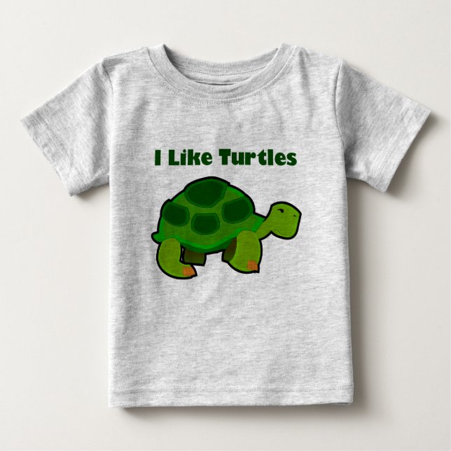 I Like Turtles - Baby Fine Jersey T-Shirt (Front)