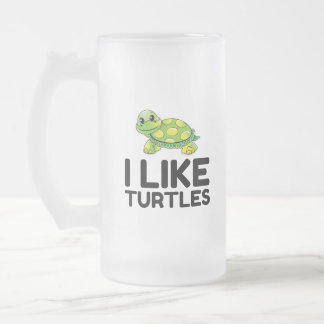 I Like Turtles Frosted Glass Beer Mug