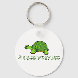 I Like Turtles Green Cute Key Ring