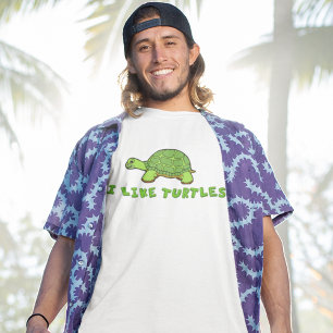 I Like Turtles Green Cute T-Shirt