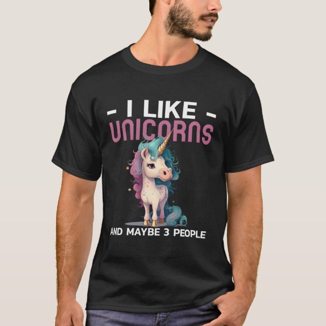 I Like Unicorns Awesome Unicorn Rainbow Unicorn T-Shirt (Front)