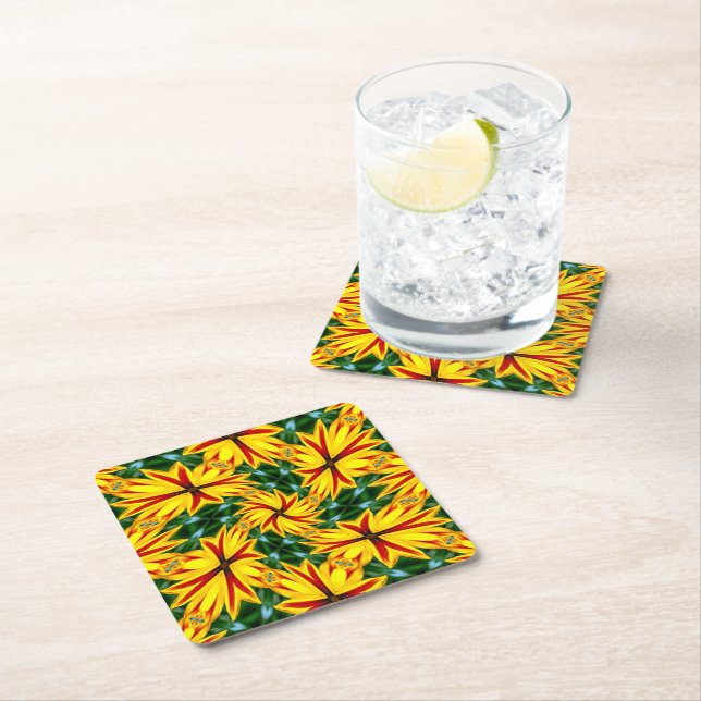 I Like Unique Flowers Square Paper Coaster (Insitu)