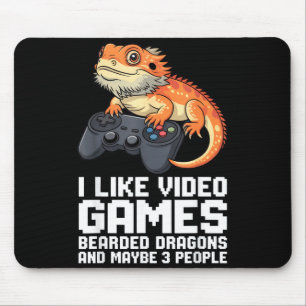 I Like Video Games Bearded Dragon Gamer Introvert  Mouse Pad