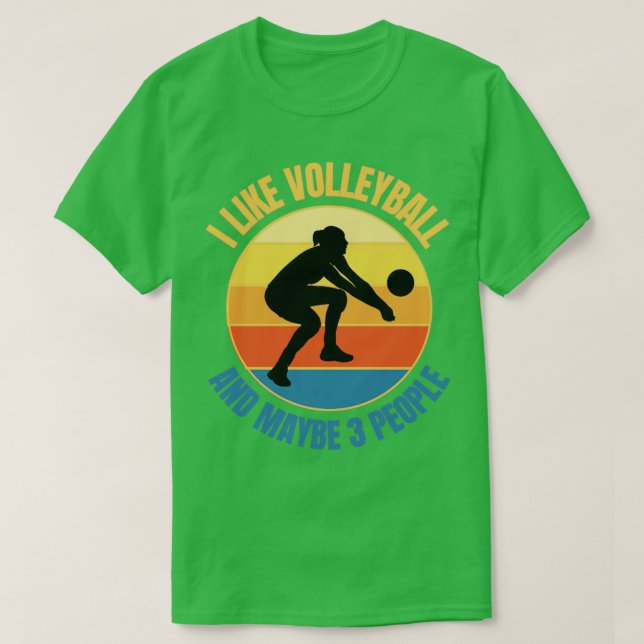 I Like Volleyball And Maybe 3 People Retro Sunset  T-Shirt (Design Front)