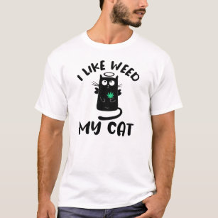 I Like Weed My Cat Funny Cat Lover T-Shirt