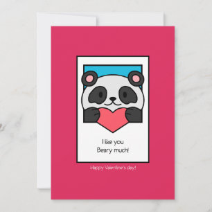 I Like You Beary Much – Cute Panda Valentine’s Holiday Card