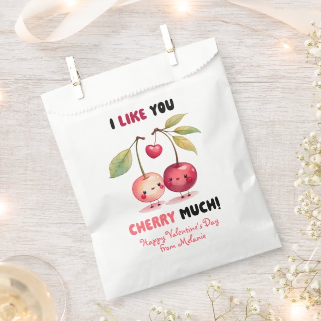 I Like You Cherry Much Classroom Valentine's Day Favour Bags (Clipped)