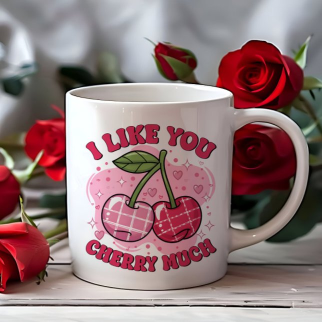 I Like You Cherry Much Cute Valentine Coffee Mug (i like you cherry much cute valentines day mug)