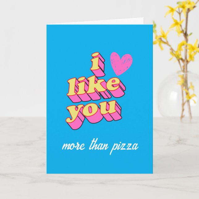 I LIKE YOU MORE THAN GREETING CARD (pink heart) (Yellow Flower)