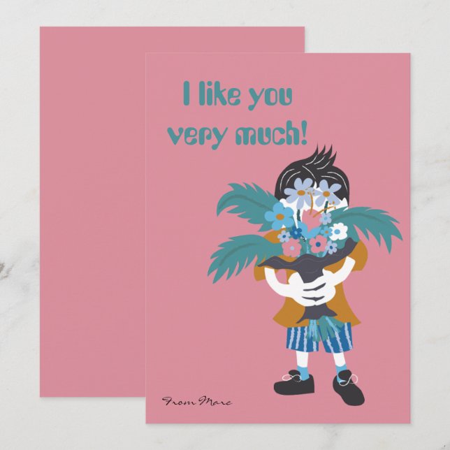 I like you very much. Classroom Valentine's Day Holiday Card (Front/Back)