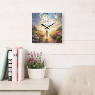 I live by faith in the Son of God Square Wall Clock
