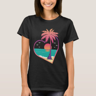 I Live Life Palm Tree Heart Outline Trendy Cute Su T-Shirt