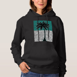 I Live Life Palm Tree Picture Cool Aqua Green Whit Hoodie