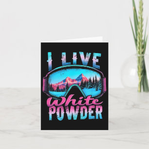 I Live White Powder Snowboarding Card