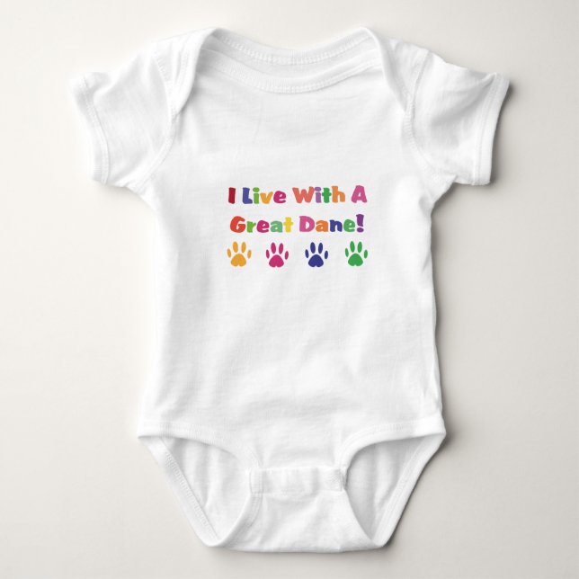 I Live With A Great Dane Baby Bodysuit (Front)
