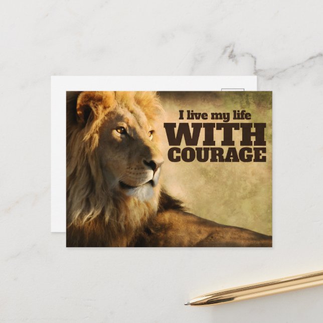 "I live with courage" Motivation Affirmation Postcard (Front/Back In Situ)