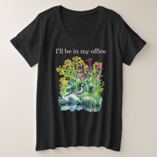 I’ll Be in My Office Watercolor Floral T‑Shirt Plus Size T-Shirt