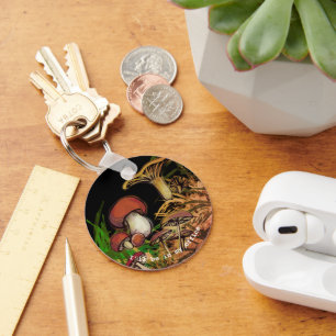 I’ll Be in My Office Watercolor mushrooms Key Ring
