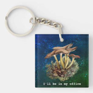 I’ll Be in My Office Watercolor mushrooms Key Ring