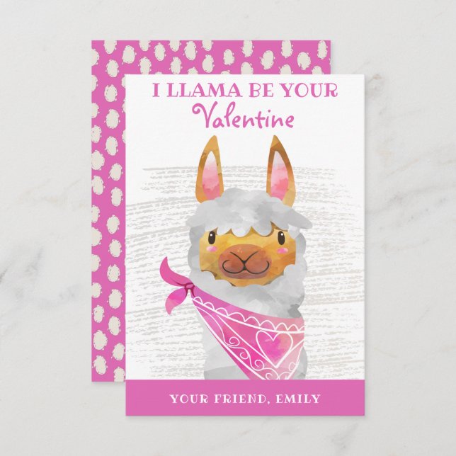 I Llama Be Yours Valentines Day Card for Kids (Front/Back)