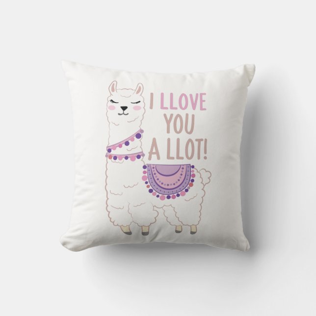I Llove You a Llot - Funny Llama Cushion (Front)